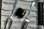 Vintage Set of 6 Silver Plated Cake Forks in Original Case - 1950s