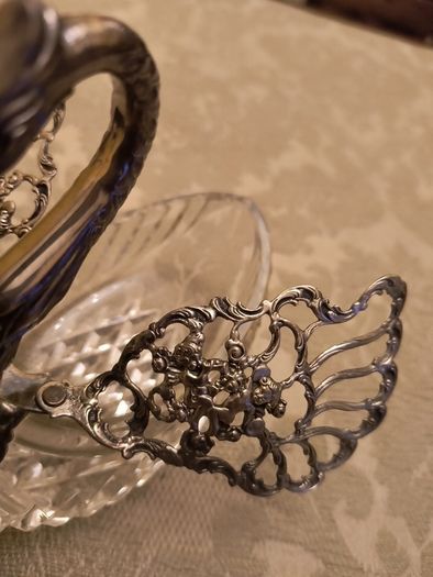 Silver and Cut Glass Swan Trinket Holder