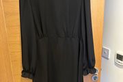 High neck ruffle black dress 16