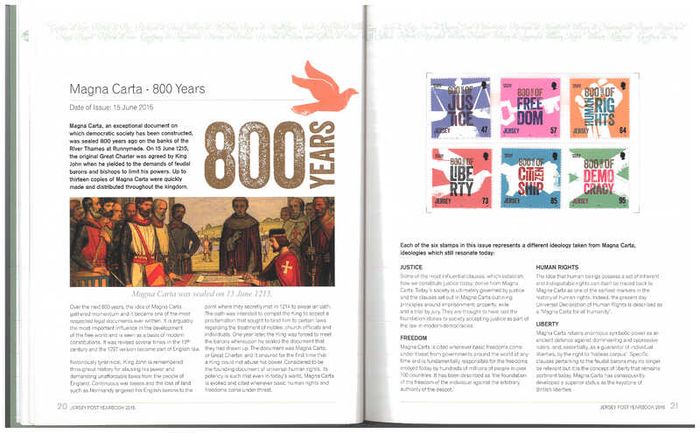 2015 Jersey Stamp Year Book (hardback) issued by Jersey Post includes 28 images of contents