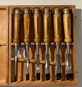 BRAND NEW 6pcs Wood Chisel Set for Woodworking CRV Steel with Walnut Handle in Wooden Premium Box