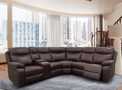 New Dark Brown Corner Sofa with Wireless Charger