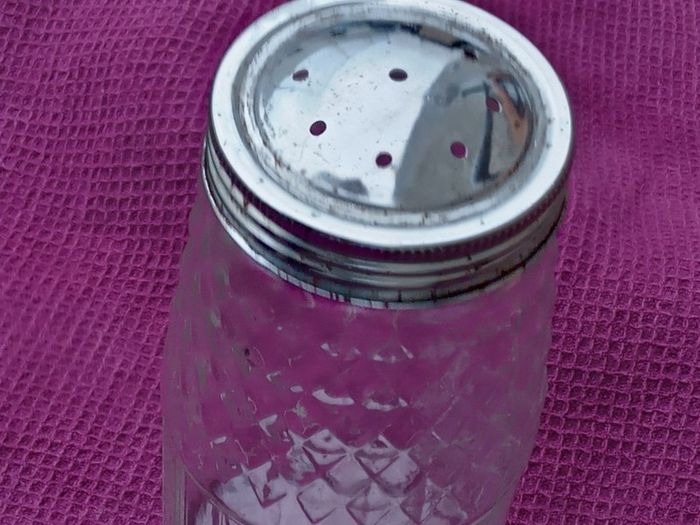 Vintage Tall Glass Shaker/Metal Lid