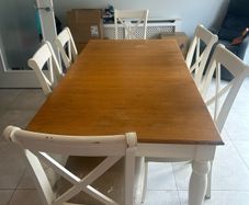 Table and chairs pick up swords