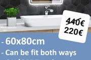 LED Bathroom Mirror Antifog Defogger 80x60 or 60x80cm Vanity Makeup Cosmetic Touch Switch Cold Warm Light