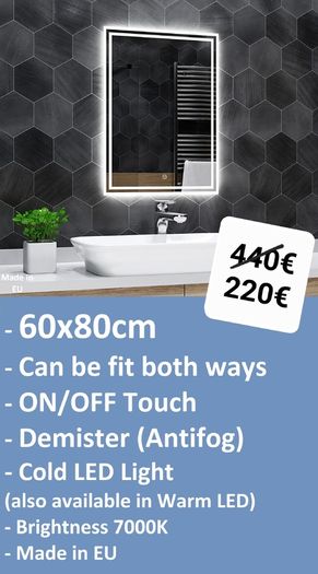 LED Bathroom Mirror Demister Antifog Defogger Fog Free