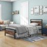 3ft Single Bed Frame with Wood Headboard,Heavy Duty Metal Bed Frame Single Bed, Strong Metal Slats,No Box Spring Needed,Under Bed Storage,Noise Free,Easy Assembly,Brown Image 7