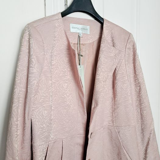 Edina Ronay Blush Pink Embossed Pattern Coat Size L/XL