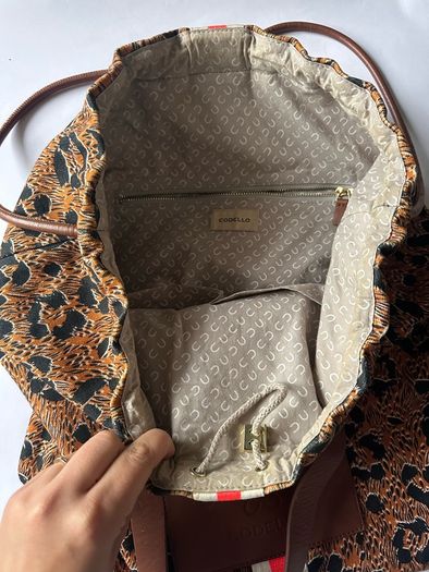 Codello Leopard Backpack/Tote with Leather Trim