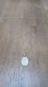 Carved Pewter Pendant and Chain