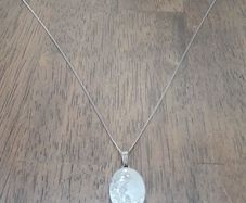Carved Pewter Pendant and Chain