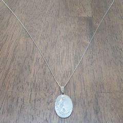 Carved Pewter Pendant and Chain