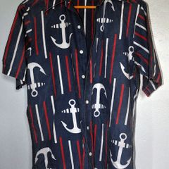 Vintage Pierre Cardin Men's Cotton Lightweight Shirt with Marina theme