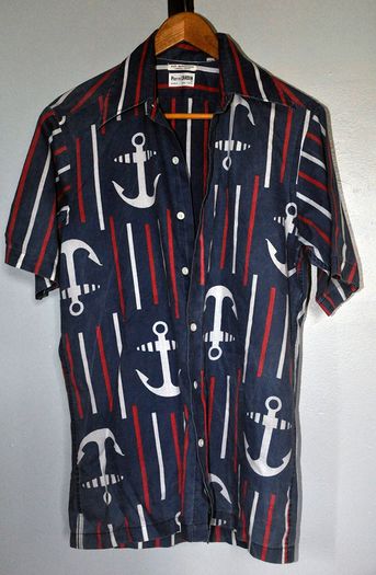 Vintage Pierre Cardin Men's Cotton Lightweight Shirt with Marina theme