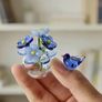 Handmade Mini Glass Flower Bouquet & Blue Bird Image 2