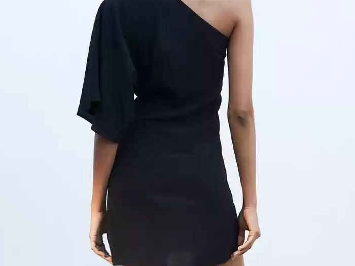 Black H&M Draped One-shoulder Dress, size 10