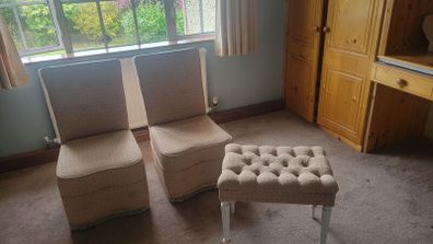 2 x bedroom chairs and matching  stool.
