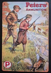Peters ammunition advertisement, vintage style metal sign .
