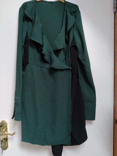 green and black dress