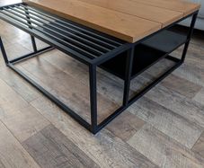 Industrial style coffee table with oak top and metal frame