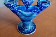 Blue Ceramic 3x Candle Holder