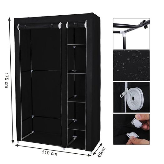 Canvas Folding Fabric Wardrobe 175 x 110 x 45 cm  - FREE DELIVERY NATIONWIDE