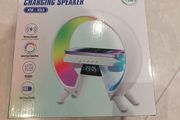 Wireless charging speaker, radio and clock. Night lamp with multiple colours to choose.