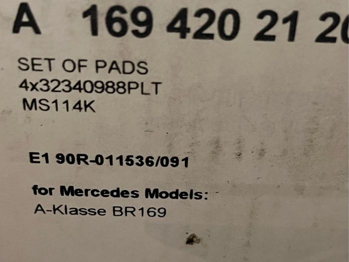 Mercedes-Benz W169 A-Class Front Brake Pads Genuine A1694202120