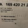 Mercedes-Benz W169 A-Class Front Brake Pads Genuine A1694202120 Image 3