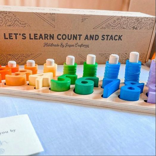 Jaques of London Wooden "Count & Stack" Montessori Educational Toy