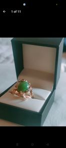 Jade & diamond 14 ct gold ring