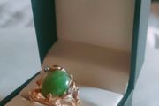 Jade &amp; diamond 14 ct gold ring