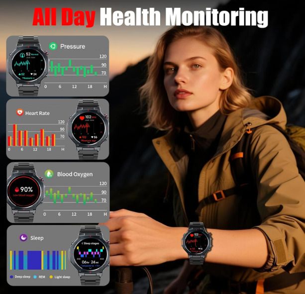 Jugeman Smart Watch for Men, 1.43" AMOLED Military Smart Watch