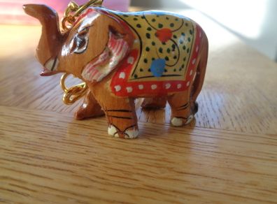 Hand Painted Elephant Key Ring for Sale