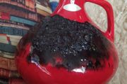 Mid century German/ Kreutz Crimson Fat Lave Vase