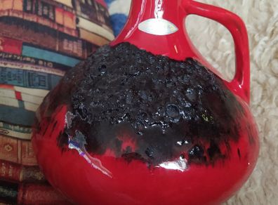 Mid century German/ Kreutz Crimson Fat Lave Vase