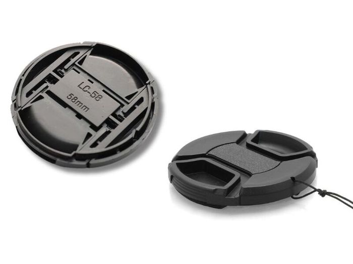 58mm Center Pinch Lens Cap with Strap Protects Lens from Dust & Scratches | New