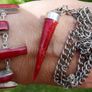 Vintage Red Fossilized Coral .925 Sterling Silver handcrafted Large Bali Bracelet and Red Coral Horn Pendant Necklace Image 2