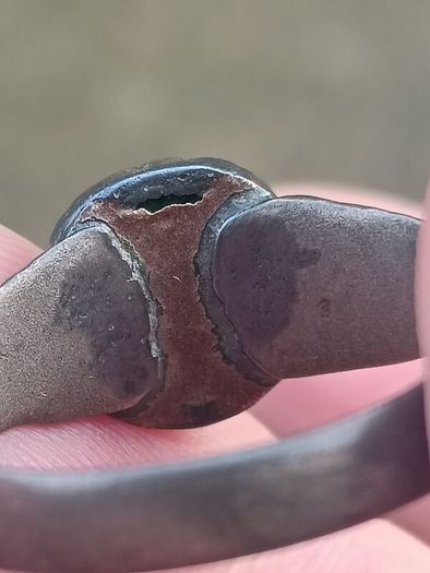 Medieval Nomad Green Garnet Bronze Ring 9th-13th AD