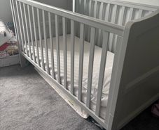Grey Cot with Mattress