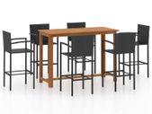 7 Piece Garden Bar Set Black