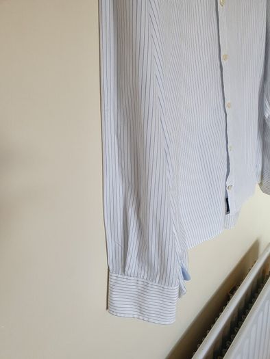 Tommy hilfiger 2007 long sleeve shirt size xxl white blue/pin pit to pit 25" like new