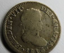 Rare year Mexico 1816 Silver 1/2 Real Fernando VII Spanish Colonial