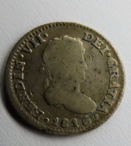 Rare year Mexico 1816 Silver 1/2 Real Fernando VII Spanish Colonial