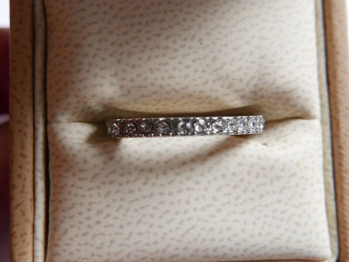 Vintage 925 Sterling Silver Eternity Ring with Clear Stones size M - 2,2g