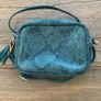 Manoukian Teal Snakeskin Leather Crossbody Camera Bag Image 4