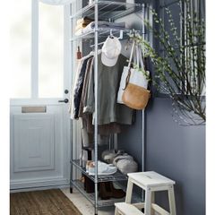 IKEA Omar shelving unit with clothes rail (galvanised)