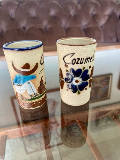 Stoneware Tequila Shot Glasses Tonala Mexico