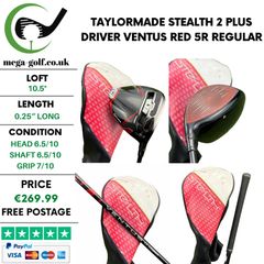 Taylormade Stealth 2 Plus Driver / 10.5 Degree / Ventus Red 5R Regular