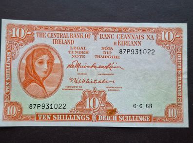 1968 Lady Lavery 10 Shillings Nice Condition!